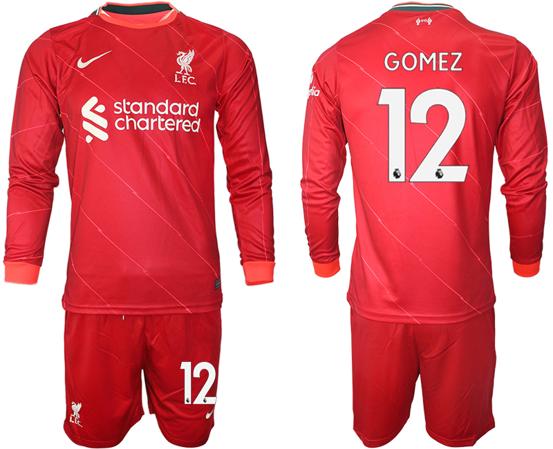 Men 2021-2022 Club Liverpool home red Long Sleeve #12 Soccer Jersey->liverpool jersey->Soccer Club Jersey
